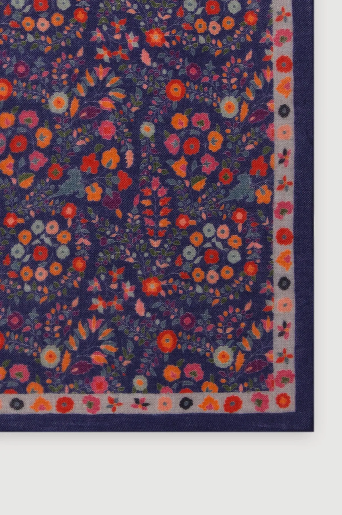 Flower Square Scarf Navy