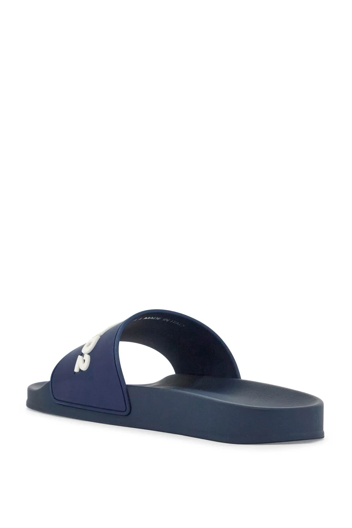 NAVY BLUE POLYURETHANE SLIPPERS WITH MINIMALIST DESIGN AND LEATHER SOLE