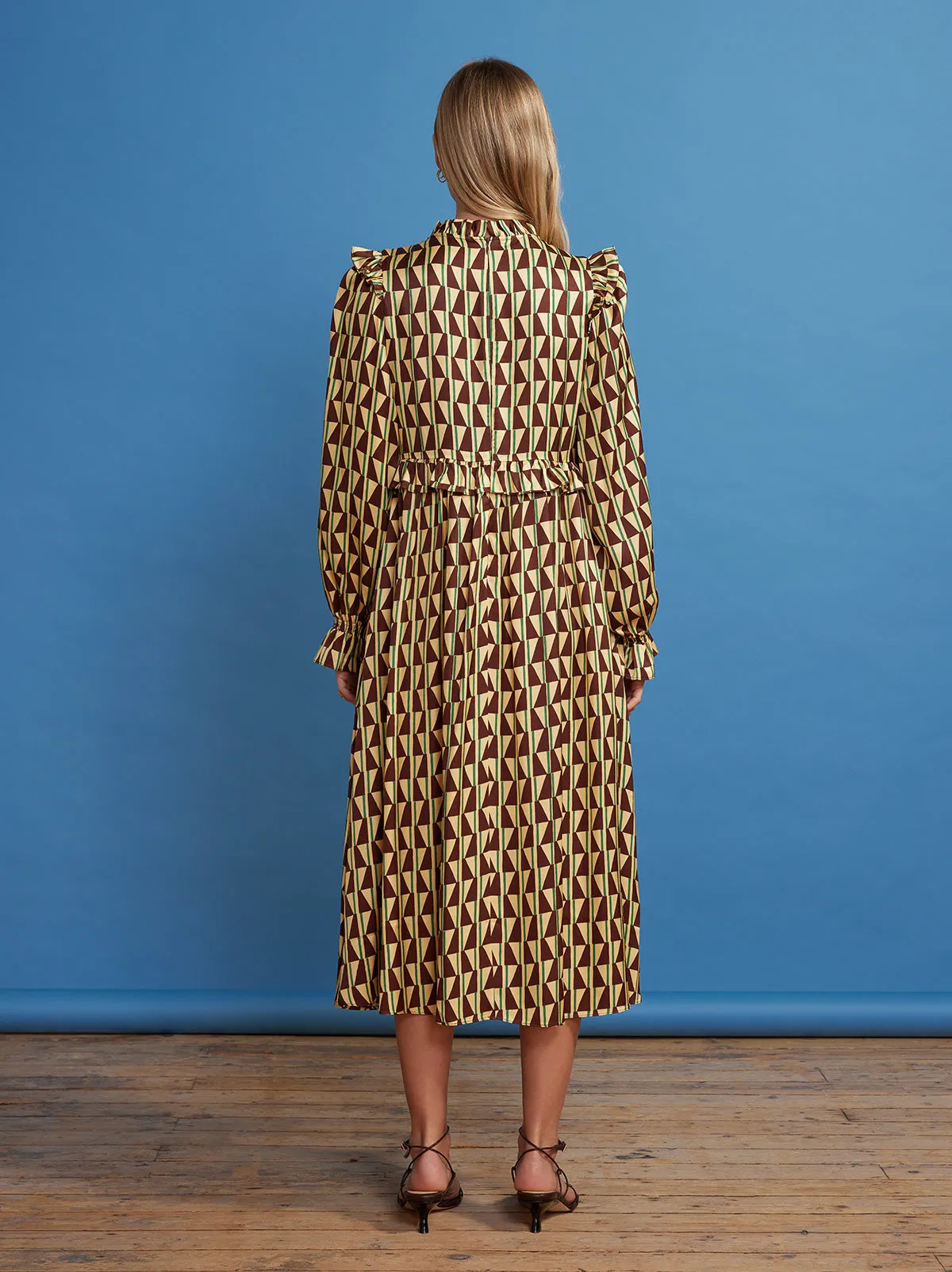 Savannah Chocolate Tile Print Midi Dress