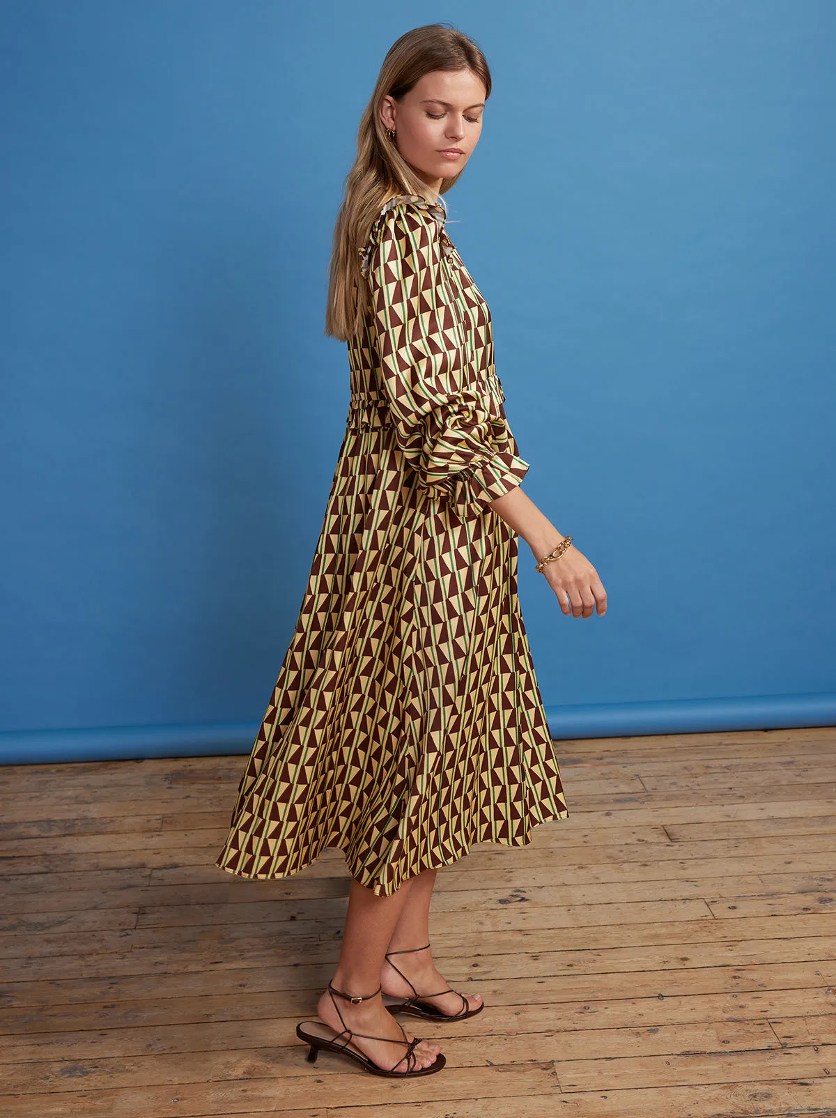 Savannah Chocolate Tile Print Midi Dress