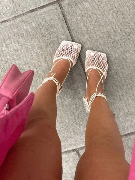 Toleet Square Toe Mesh Wrap Sandals