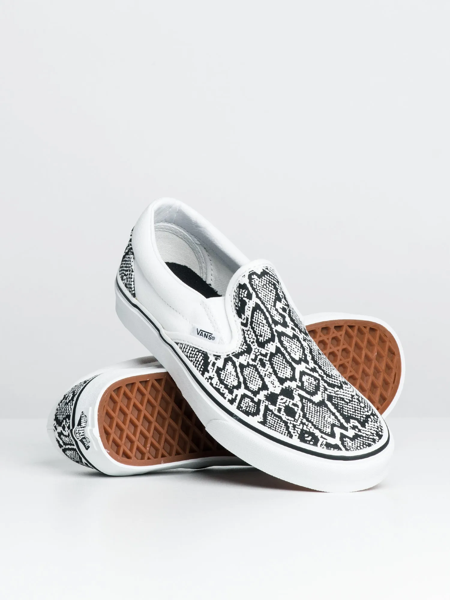 WOMENS CLASSIC SLIP ON - PYTHON WHITE - CLEARANCE